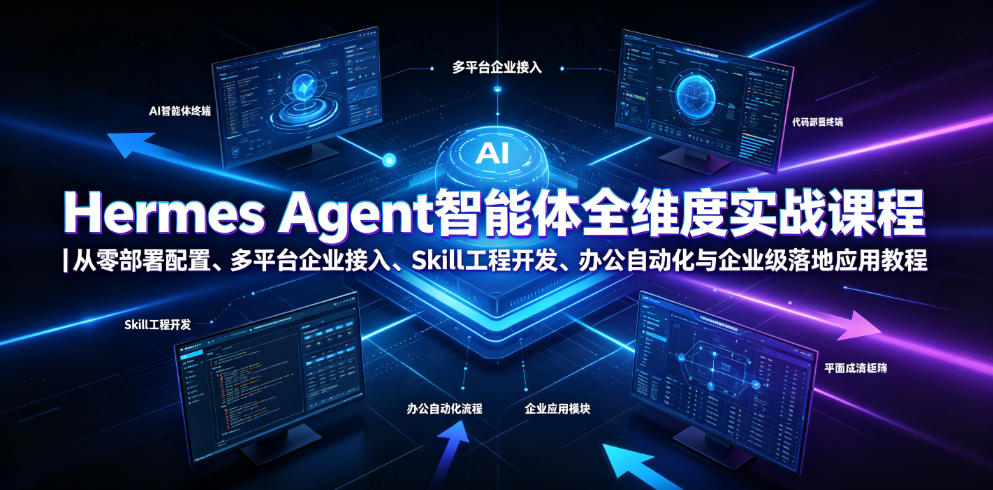 Hermes Agent智能体全维度实战课程|从零部署配置、多平台企业接入、Skill工程开发、办公自动化与企业级落地应用教程-777网创网