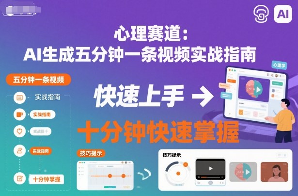心理赛道：AI生成五分钟一条视频实战指南，十分钟快速掌握-777网创网