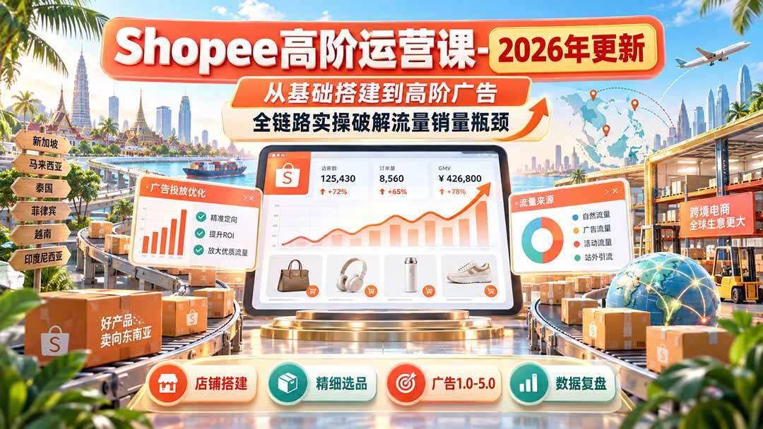 （20575期）Shopee高阶运营课-更新9月，从基础搭建到高阶广告，全链路实操破解流量销量瓶颈-777网创网