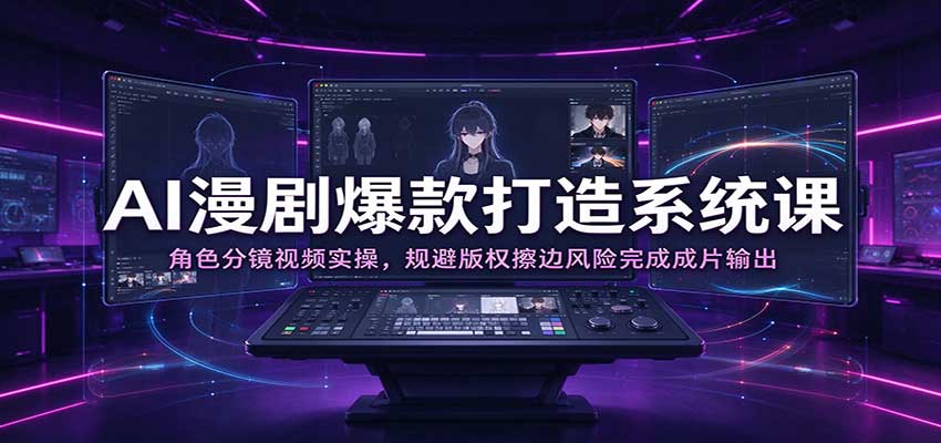 AI漫剧爆款打造系统课:角色分镜视频实操,规避版权擦边风险完成成片输出-777网创网