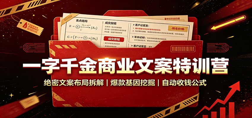 一字千金商业文案特训营：绝密文案布局拆解，爆款基因挖掘，自动收钱公式-777网创网