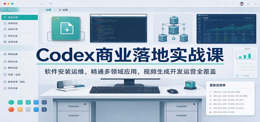 Codex商业落地实战课:软件安装运维,精通多领域应用,视频生成开发运营全覆盖-777网创网