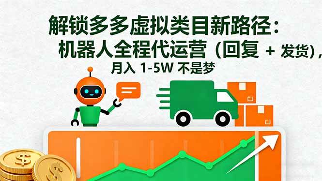（16302期）解锁多多虚拟类目新路径：机器人全程代运营（回复 + 发货），月入 1-5W…-777网创网