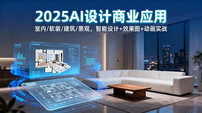 (16052期)2025AI设计商业应用:室内/软装/建筑/景观,智能设计+效果图+动画实战-777网创网
