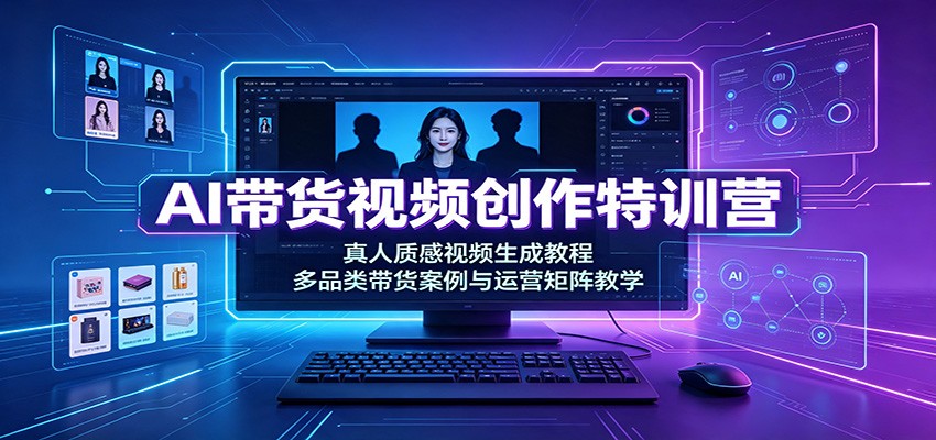 AI带货视频创作特训营:真人质感视频生成教程,多品类带货案例与运营矩阵教学-777网创网