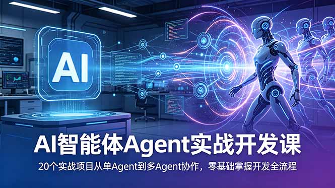 AI智能体Agent实战开发课：20个实战项目从单Agent到多Agent协作，零基础掌握开发全流程-777网创网