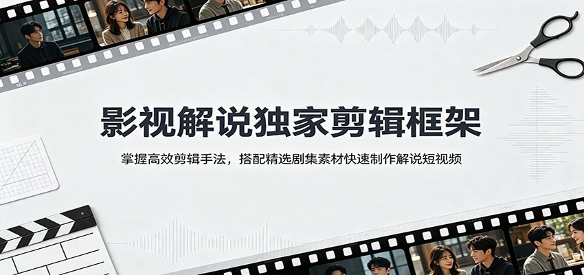 影视解说独家剪辑框架：掌握高效剪辑手法，搭配精选剧集素材快速制作解说短视频-777网创网