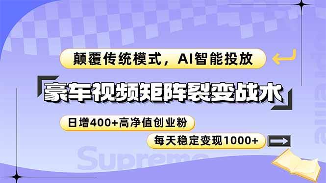 （14903期）豪车视频矩阵裂变战术，颠覆传统模式，AI智能投放，日增400+高净值创业…-777网创网