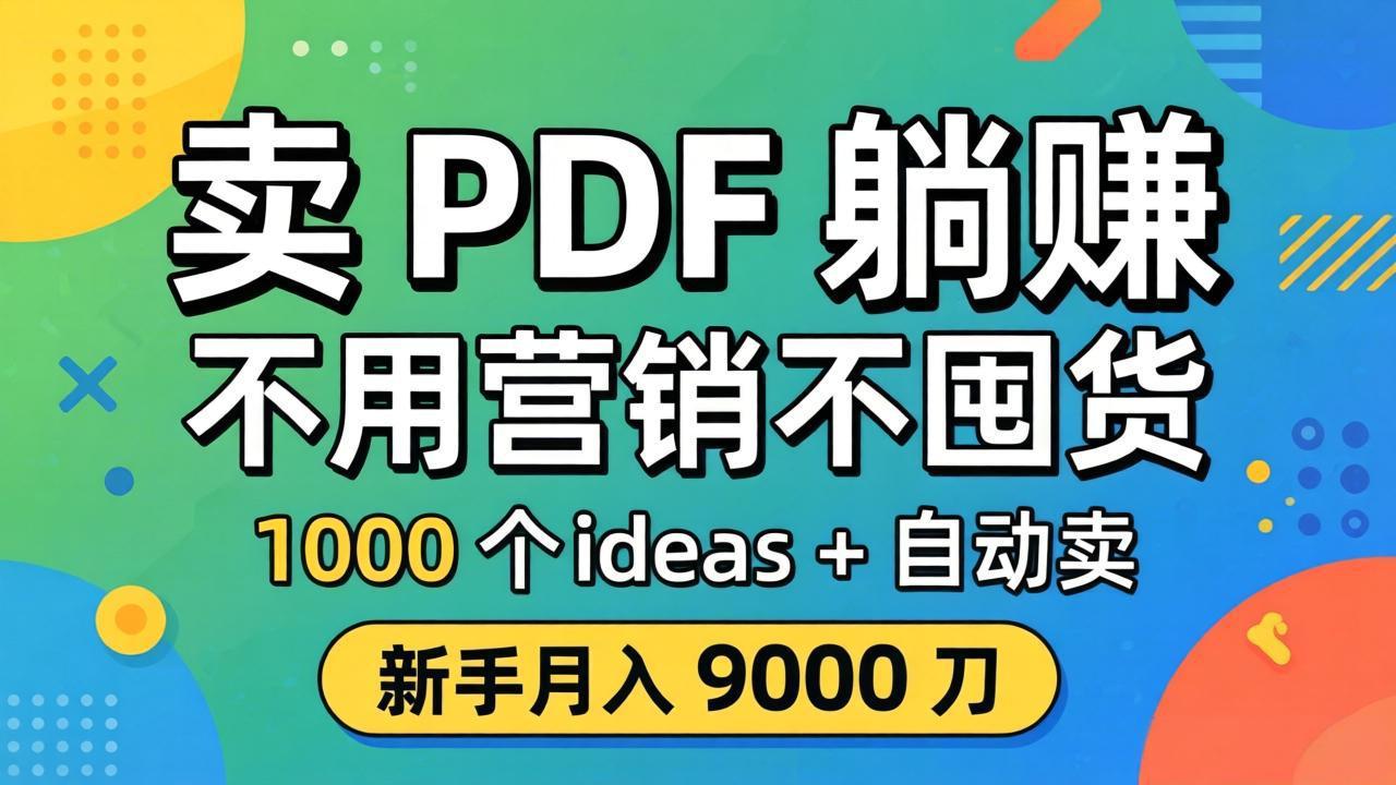 卖 PDF 躺赚？不用营销不囤货，1000 个 ideas + 自动卖，新手月入 9000 刀【原创双语字幕】-777网创网