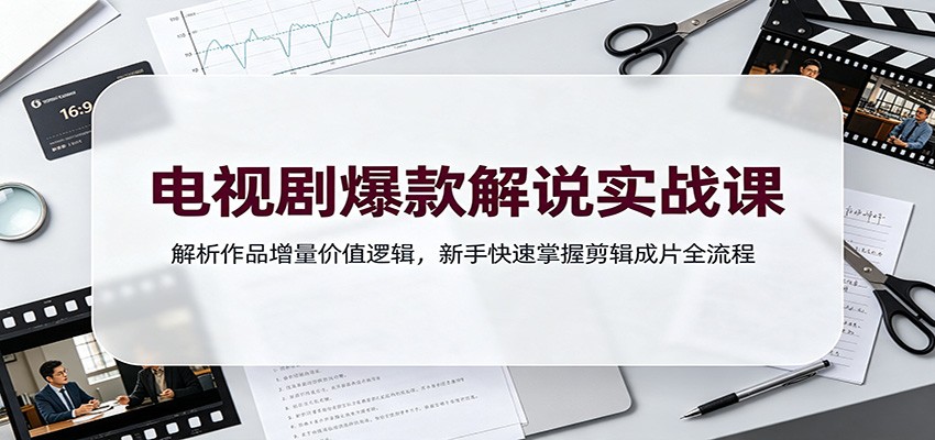 电视剧爆款解说实战课:解析作品增量价值逻辑,新手快速掌握剪辑成片全流程-777网创网