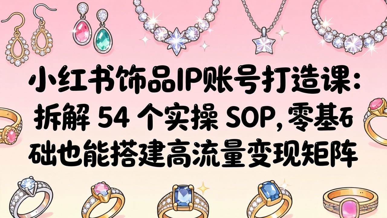 (18101期)小红书饰品IP账号打造课:拆解 54 个实操 SOP,零基础也能搭建高流量变现矩阵-777网创网