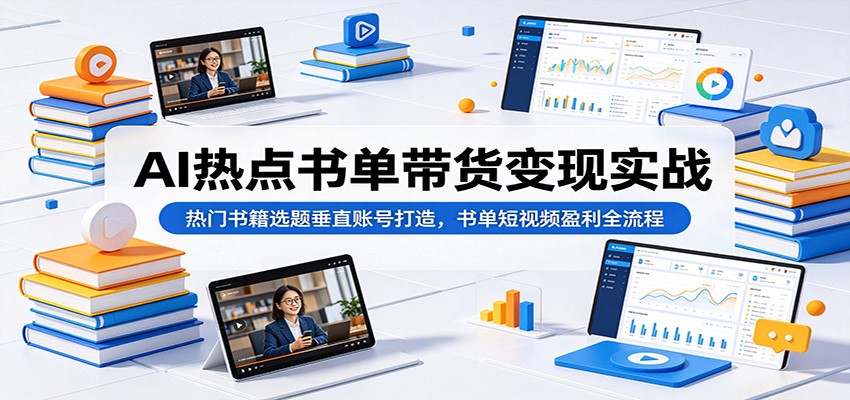 AI热点书单带货变现实战：热门书籍选题垂直账号打造，书单短视频盈利全流程-777网创网