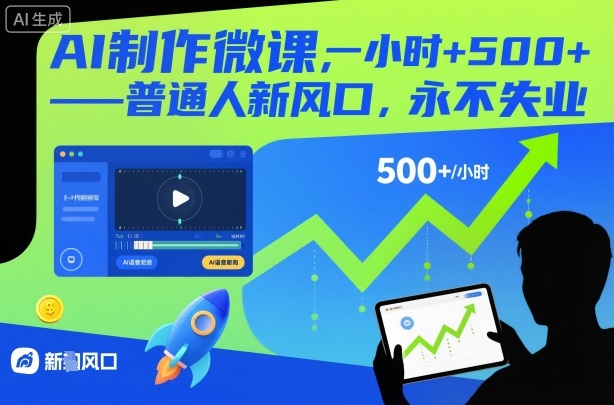 AI制作微课,一小时5张+,普通人新风口,永不失业-777网创网