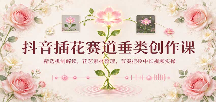 抖音插花赛道垂类创作课:精选机制解读,花艺素材整理,节奏把控中长视频实操-777网创网
