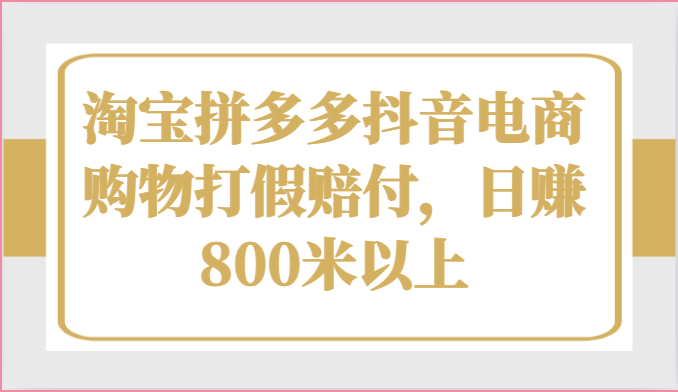 淘宝拼多多抖音电商购物打假赔付，日赚800米以上-777网创网