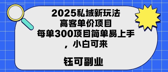 2025私域新玩法高客单价,每单3张操作简单,小白可轻松上手
