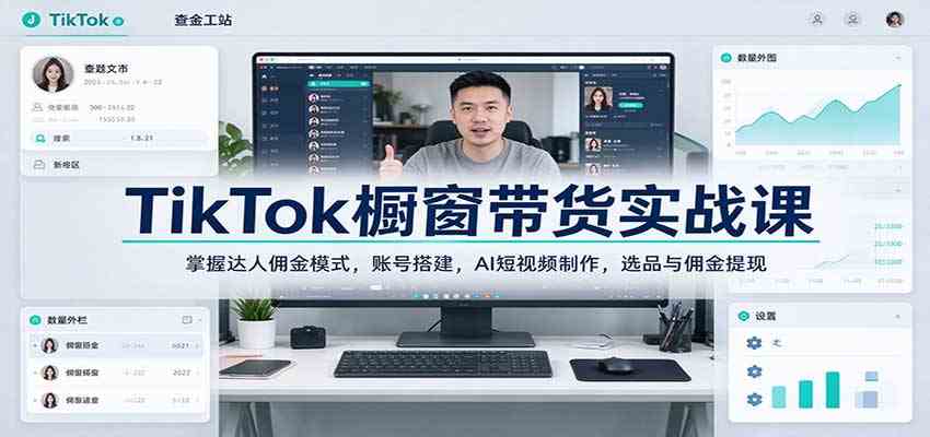 TikTok橱窗带货实战课:掌握达人佣金模式,账号搭建,AI短视频制作,选品与佣金提现-777网创网