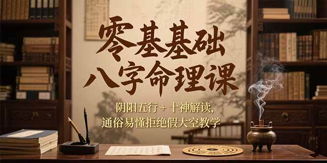 （15283期）零基础八字命理课，阴阳五行+十神解读，通俗易懂拒绝假大空教学-777网创网