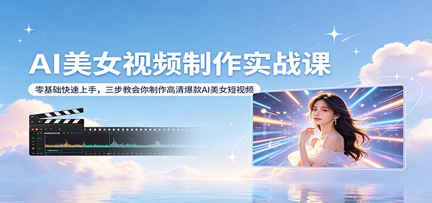 AI美女视频制作实战课：零基础快速上手，三步教会你制作高清爆款AI美女短视频-777网创网