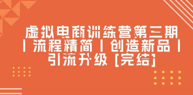 （10960期）虚拟电商训练营第三期丨流程精简丨创造新品丨引流升级 [完结]-777网创网