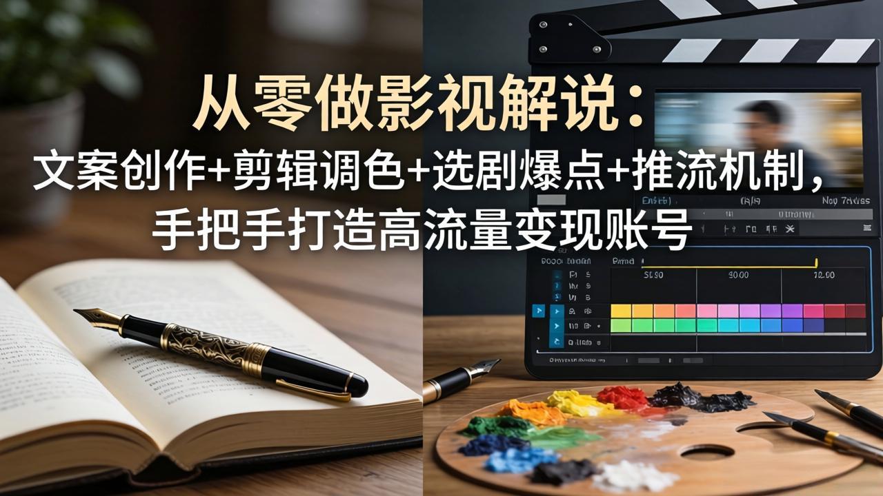 从零做影视解说:文案创作+剪辑调色+选剧爆点+推流机制,手把手打造高流量变现账号-777网创网
