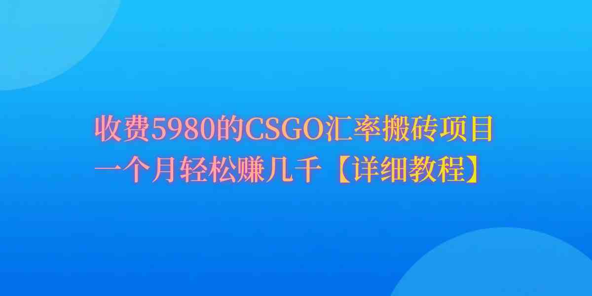 （9776期）CSGO装备搬砖，月综合收益率高达60%，你也可以！-777网创网
