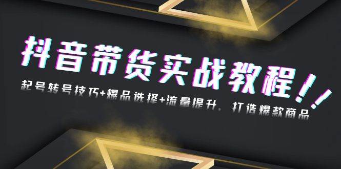 （13526期）抖音带货实战教程：起号转号技巧+爆品选择+流量提升，打造爆款商品-777网创网