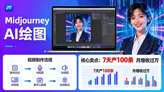 （16049期）AI绘图照片开口说话视频制作：Midjourney+数字人，7天产100条月增收过万-777网创网