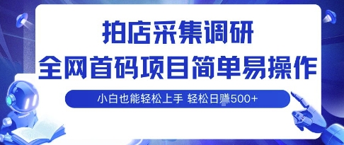 拍店采集调研,全网首码项目,简单易操作, 小白也能轻松上手,多账号操作,轻松日入5张【揭秘】-777网创网