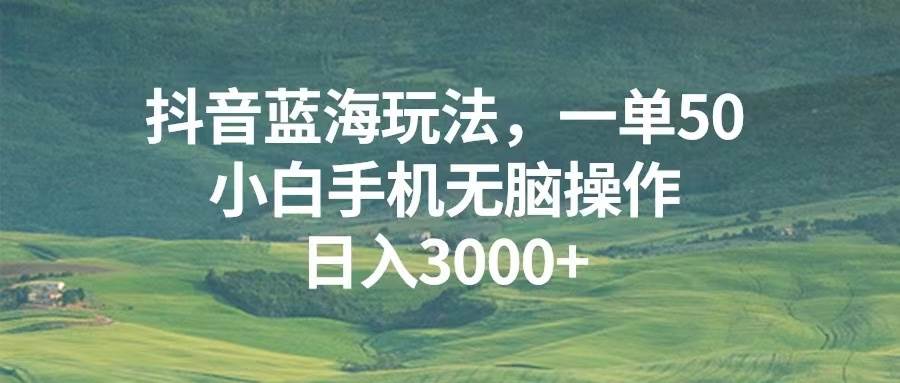 （13353期）抖音蓝海玩法，一单50，小白手机无脑操作，日入3000+-777网创网