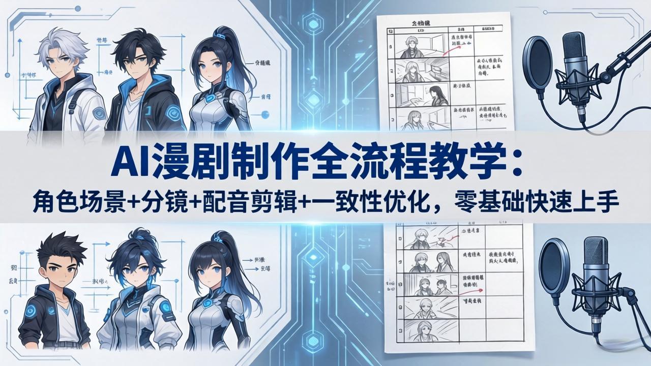 AI漫剧制作全流程教学:角色场景+分镜+配音剪辑+一致性优化,零基础快速上手-777网创网