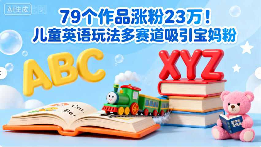 79个作品涨粉23w!儿童英语玩法多赛道吸引宝妈粉-777网创网