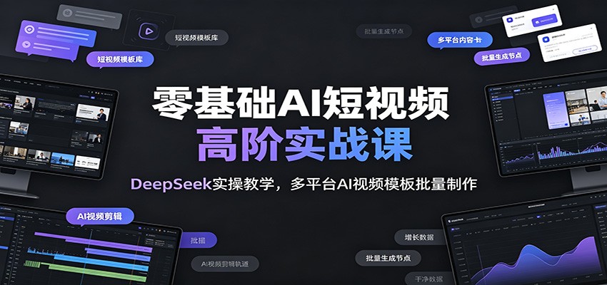 零基础AI短视频高阶实战课：DeepSeek实操教学，多平台AI视频模板批量制作-777网创网