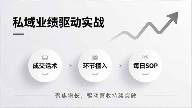 私域业绩驱动实战,成交话术、环节植入、每日SOP,聚焦增长,驱动营收持续突破-777网创网
