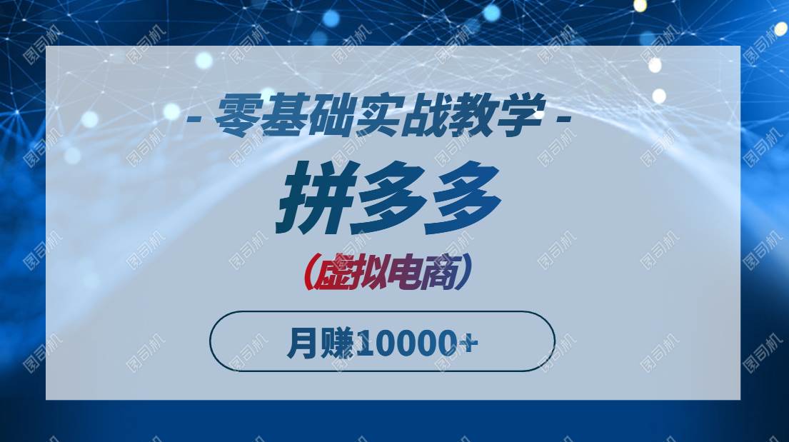 (14880期)拼多多虚拟电商,零基础实战教学,快速打爆商品,新手也能月入10000+-777网创网