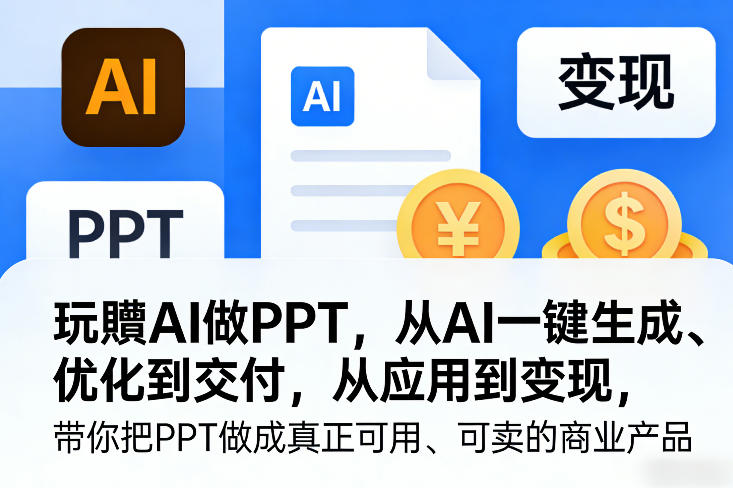 玩賺AI做PPT,从AI一键生成、优化到交付,从应用到变现,带你把PPT做成真正可用、可卖的商业产品(更新0904)-777网创网