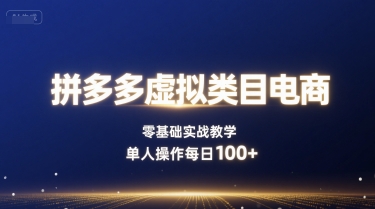 拼多多虚拟类目电商，零基础实战教学，单人操作每日100+-777网创网