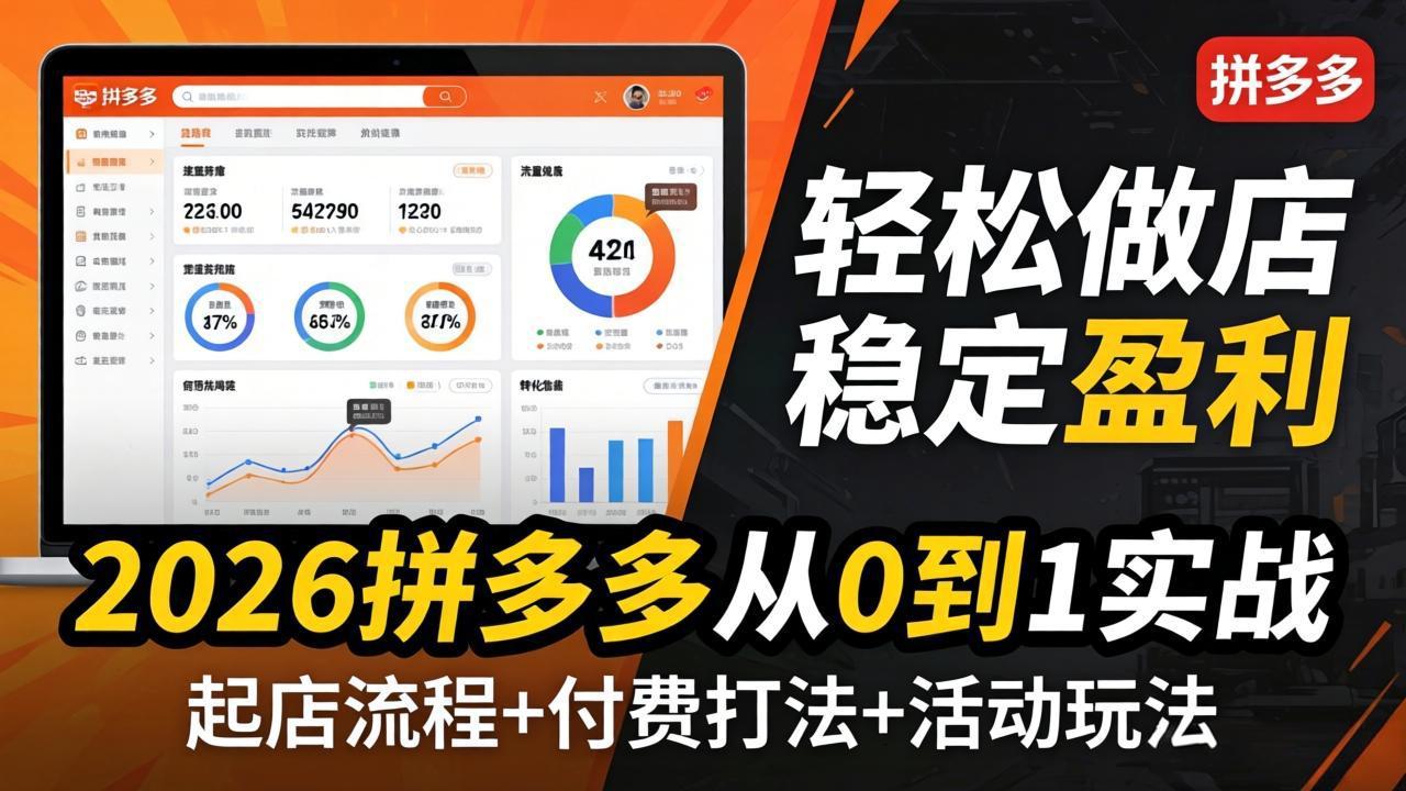 2026拼多多从0到1实战-4月更新：最新起店流程+付费打法+活动玩法，轻松做店稳定盈利-777网创网