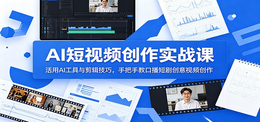 AI短视频创作实战课：活用AI工具与剪辑技巧，手把手教口播短剧创意视频创作-777网创网