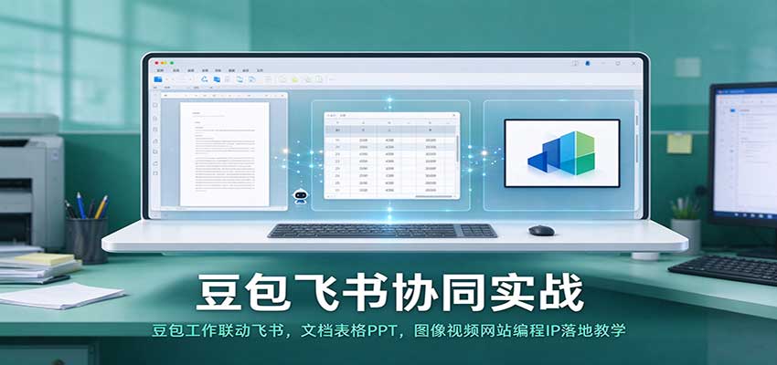 豆包飞书协同实战:豆包工作联动飞书,文档表格PPT,图像视频网站编程IP落地教学-777网创网