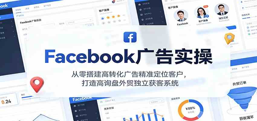 Facebook广告实操,从零搭建高转化广告精准定位客户,打造高询盘外贸独立获客系统 Facebook广告实操,从零搭建高转化广告精准定位客户,打造高询盘外贸独立获客系统