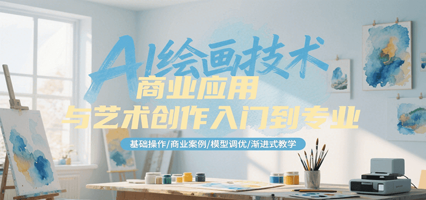 AI绘画技术商业应用与艺术创作入门到专业，基础操作/商业案例/模型调优/渐进式教学-777网创网