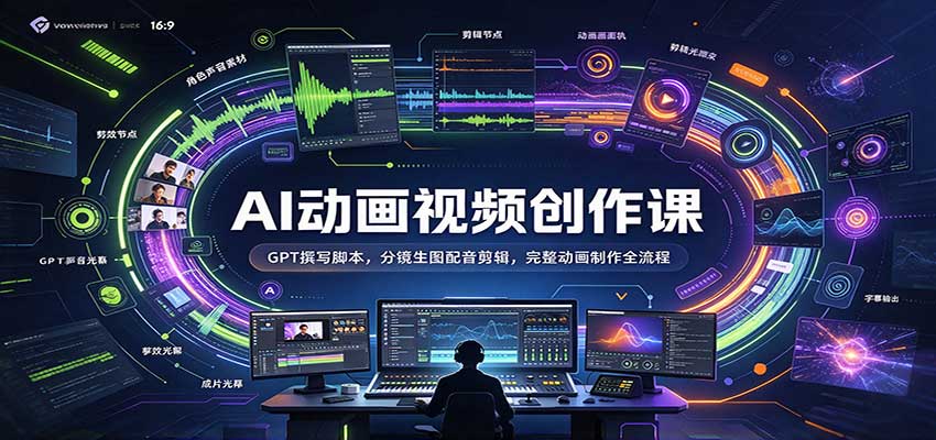AI动画视频创作课:GPT撰写脚本,分镜生图配音剪辑,完整动画制作全流程-777网创网