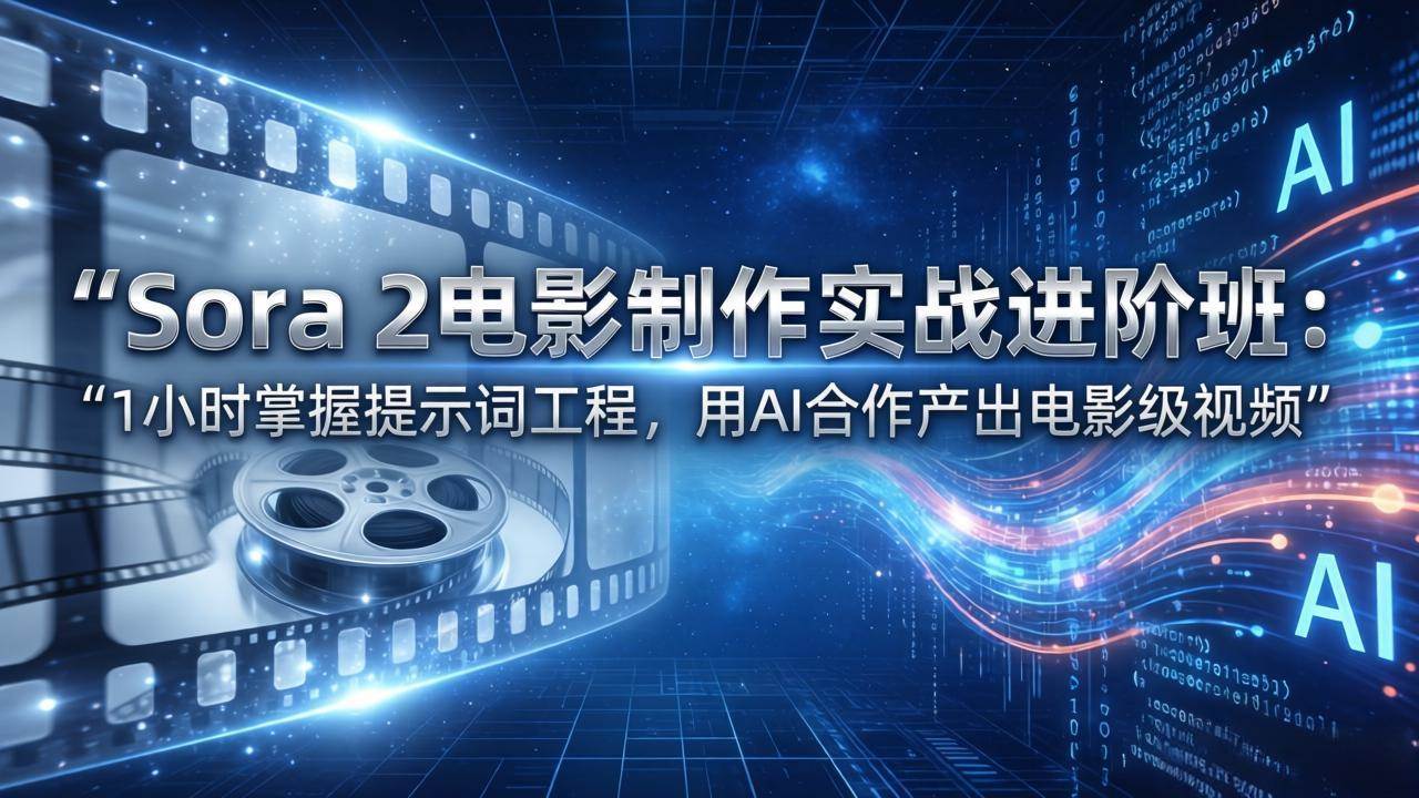 (17679期)Sora 2电影制作实战进阶班:1小时掌握提示词工程,用AI合作产出电影级视频 (17679期)Sora 2电影制作实战进阶班:1小时掌握提示词工程,用AI合作产出电影级视频