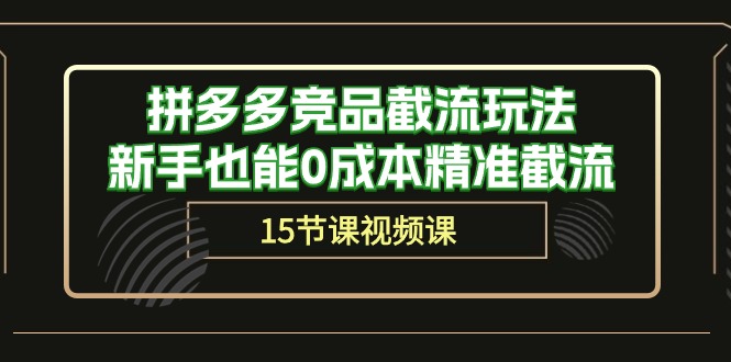 （10301期）拼多多竞品截流玩法，新手也能0成本精准截流（15节课）-777网创网