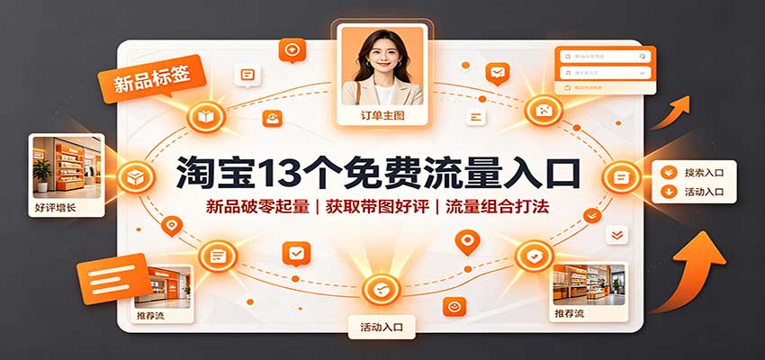淘宝13个免费流量入口:新品破零起量,获取带图好评,流量组合打法-777网创网