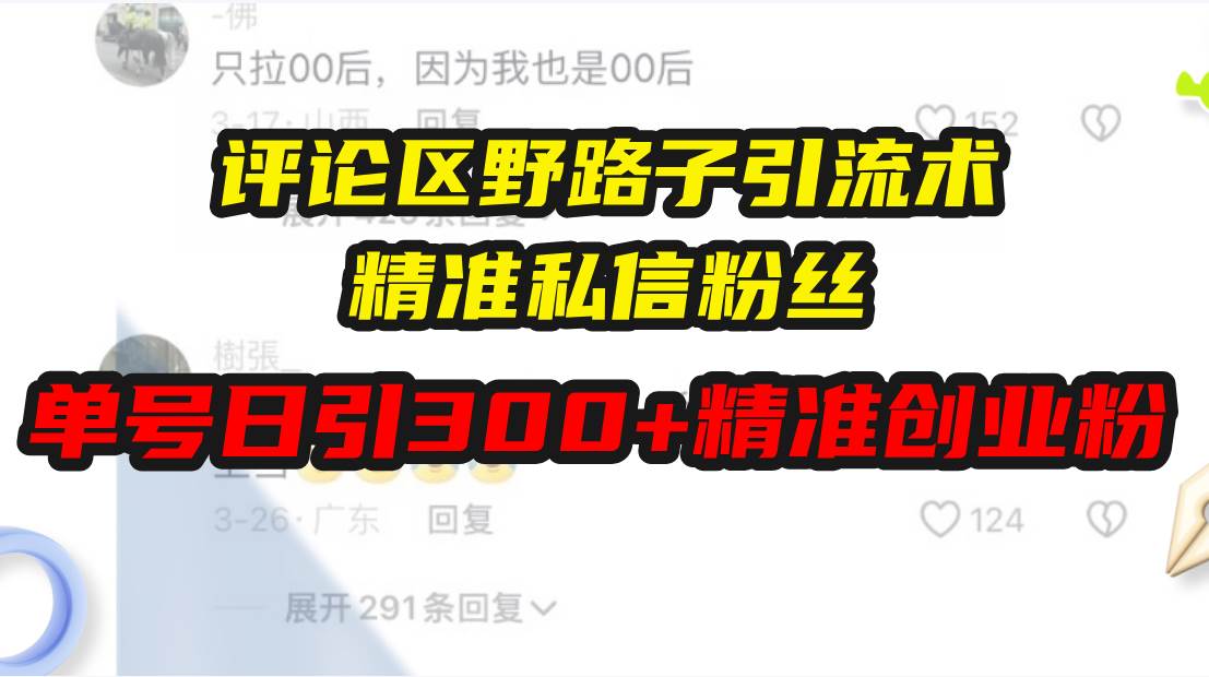 （13676期）评论区野路子引流术，精准私信粉丝，单号日引流300+精准创业粉-777网创网