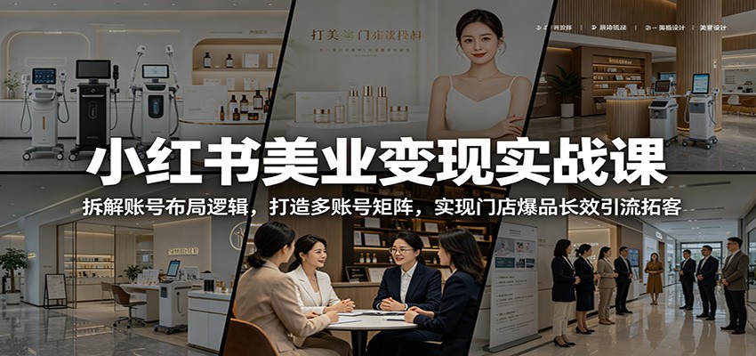 小红书美业变现实战课：拆解账号布局逻辑，打造多账号矩阵，实现门店爆品长效引流拓客-777网创网