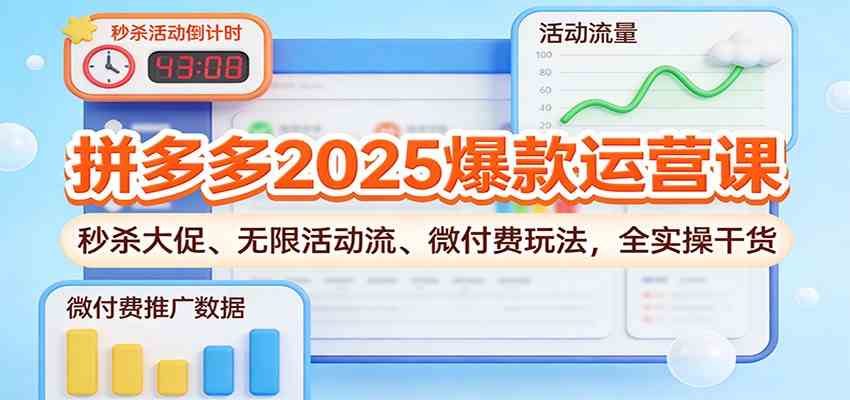 拼多多2025爆款运营课:秒杀大促、无限活动流、微付费玩法,全实操干货-777网创网