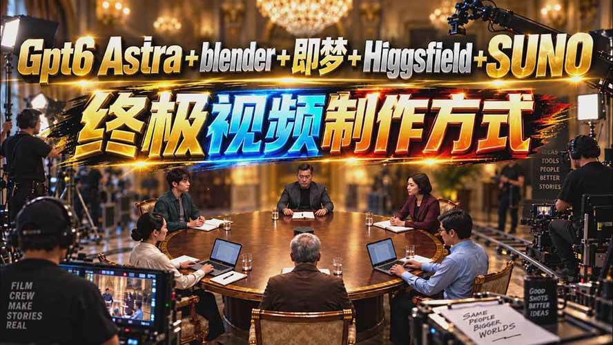 (20588期)GPT-6 Astra+Blender+即梦+Higgsfield+Suno=终极视频制作方式(无水印)-777网创网